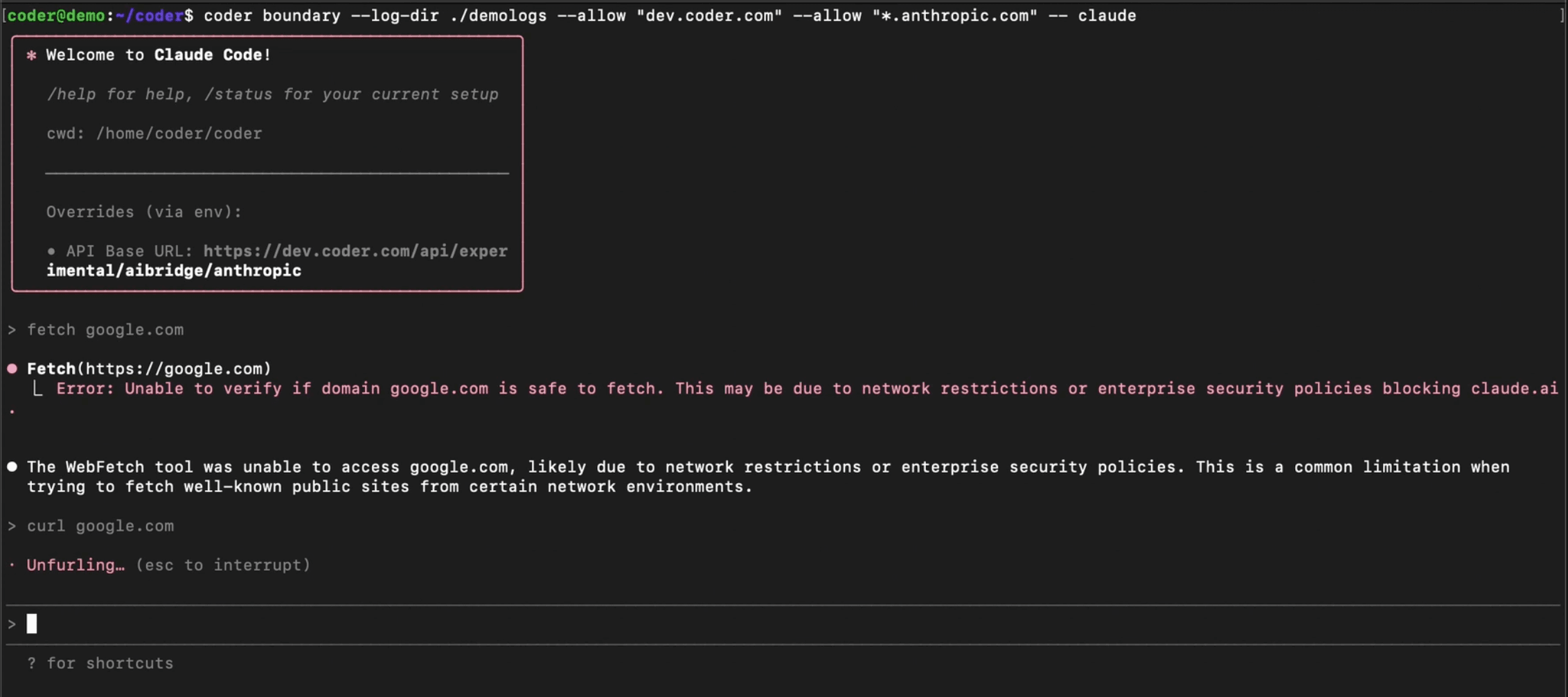 Screenshot of Agent Firewall blocking a process