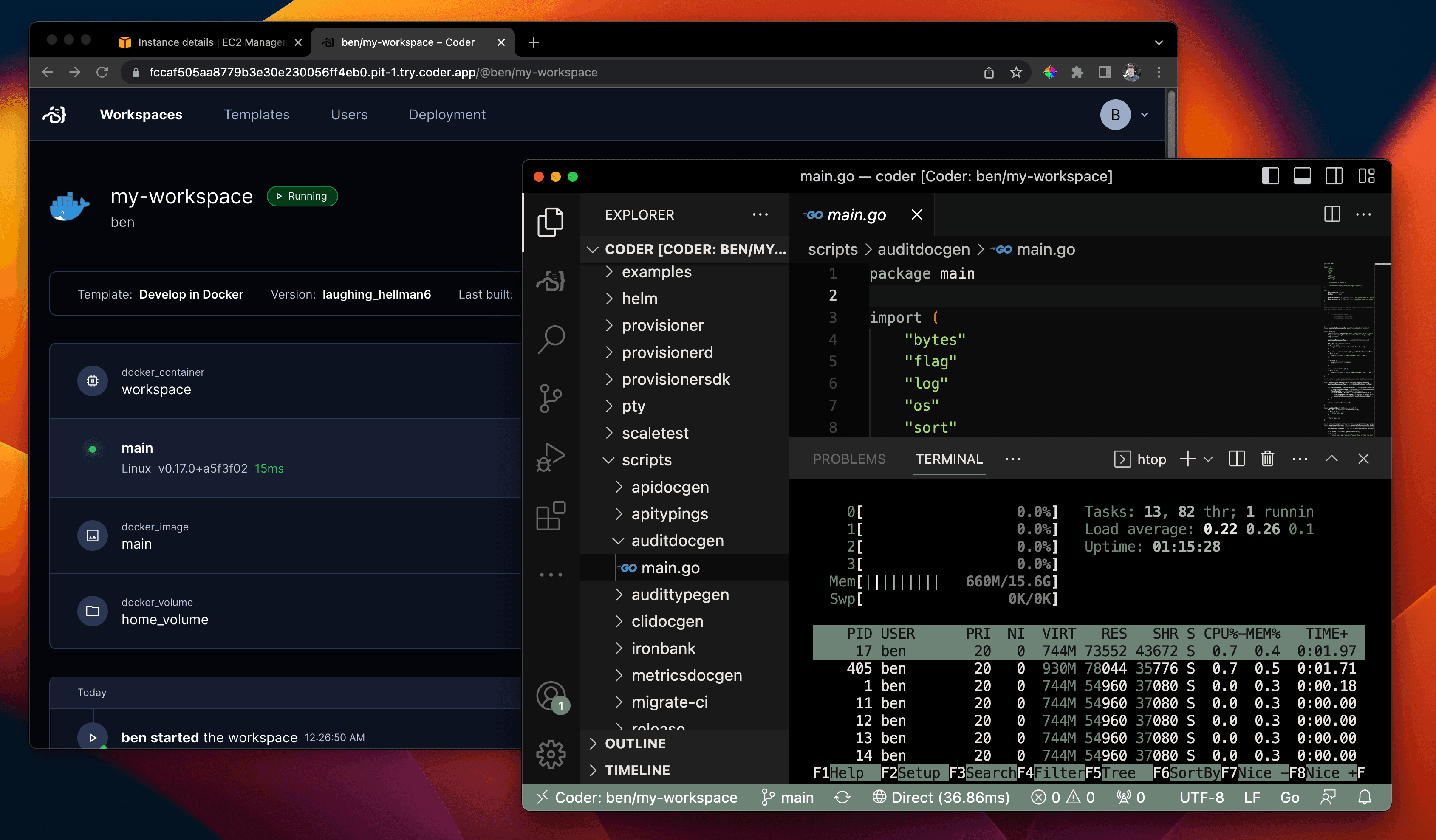 Coder Workspace and IDE in GCP VM