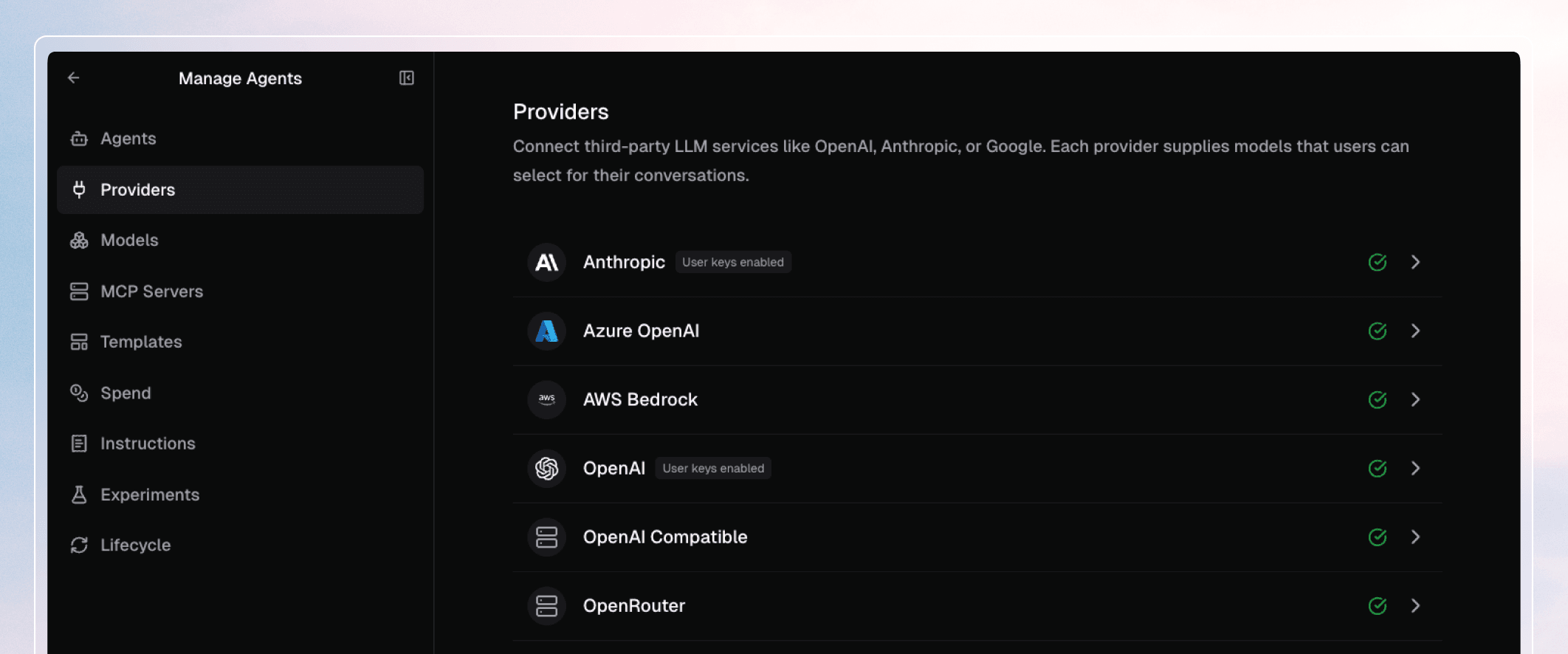 Coder Agents model configuration interface