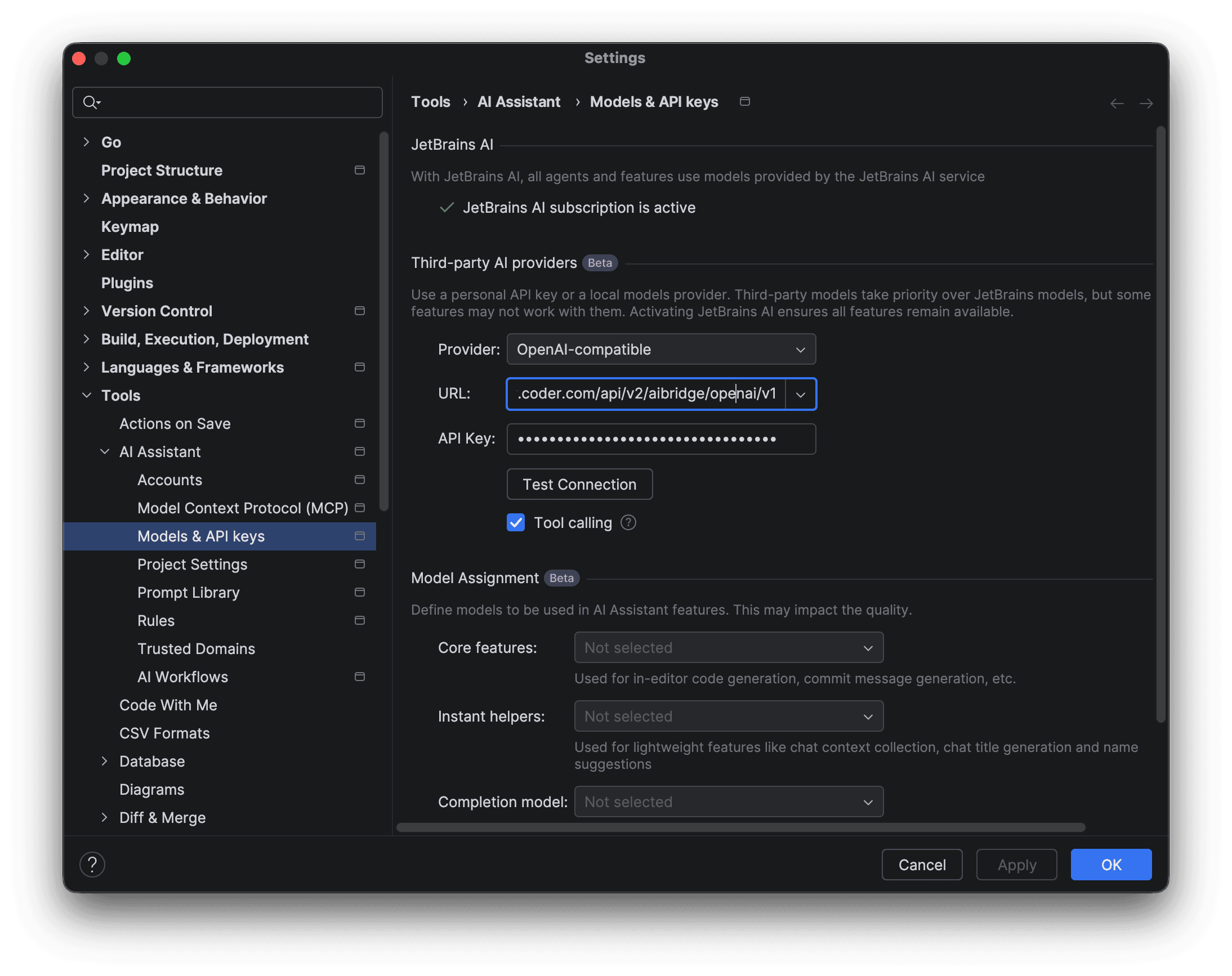 JetBrains AI Assistant Settings